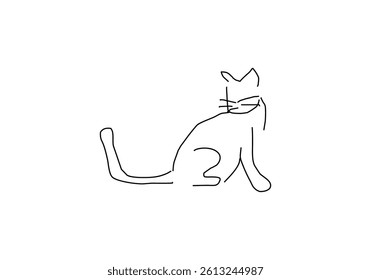 minimalist line art illustration of a cat