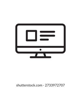 A minimalist line art illustration of a computer monitor displaying a website interface with a profile image and text, suitable for web design, blog, or CMS application icons