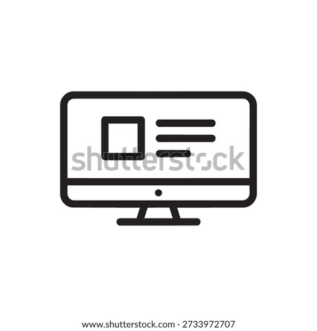 A minimalist line art illustration of a computer monitor displaying a website interface with a profile image and text, suitable for web design, blog, or CMS application icons