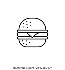 Minimalist Line Art Illustration Of Delicious Burger With Sesame Buns