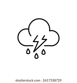 Minimalist line art illustration depicting a stormy cloud with raindrops