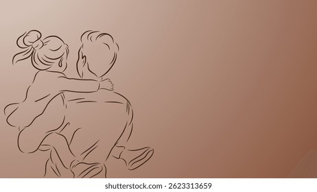 Minimalist line art illustration of a father lovingly holding his daughter. The sketch represents family love, bonding, and fatherhood in a simple and elegant style. Suitable for cards, posters,