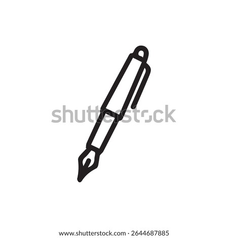 A minimalist line art illustration of a fountain pen. Ideal for educational content or design projects needing a writing implement icon.