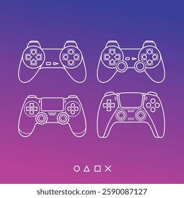 Minimalist line art illustration of a game controller, designed with clean and modern strokes. Perfect for gamers, YouTubers, and game event design assets.