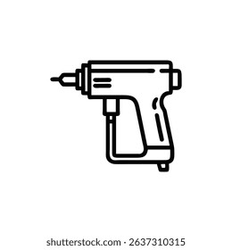 Minimalist line art illustration of an impact driver tool