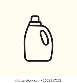 Uma ilustração de arte em linha minimalista de um recipiente de detergente para roupa ideal para limpeza em casa e conteúdo relacionado à roupa.