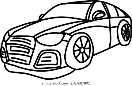 Minimalist line art illustration of a modern luxury car. Perfect for automotive, transportation, and technology-related designs or creative projects.