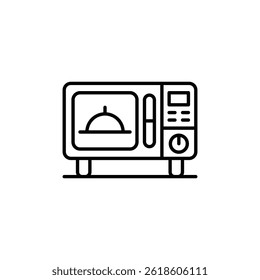 Ilustração minimalista da arte da linha de um design moderno do forno de micro-ondas