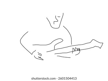minimalist line art illustration of a person playing the guitar