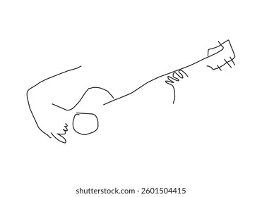 minimalist line art illustration of a person playing the guitar
