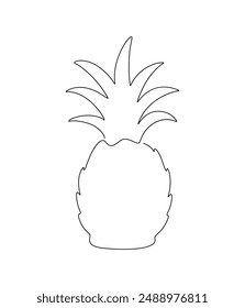 A minimalist line art illustration of a pineapple, featuring elegant curves and simple contours that capture the fruit's iconic shape with a playful and modern touch.
