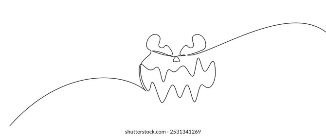 A minimalist line art illustration of a spooky face with sharp jagged teeth and exaggerated features. Ideal for Halloween-themed designs and modern abstract artwork.