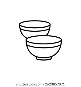 Minimalist Line Art Illustration of Stacked Bowls on White Background