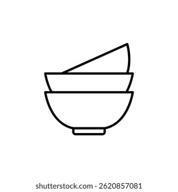 Minimalist Line Art Illustration of Stacked Bowls for Food Presentation