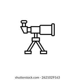 Minimalist line art illustration of a telescope on tripod concept design
