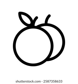 Minimalist Line Art Illustration of Two Oranges with Detailed Leaves