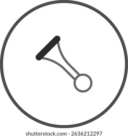 Minimalist line art illustration of a vintage bicycle horn in a circular frame