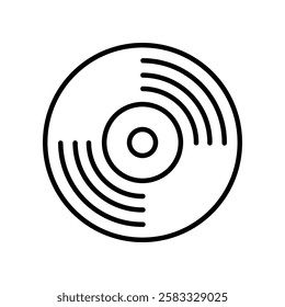 Minimalist Line Art Illustration of a Vinyl Record Icon