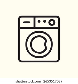 Uma ilustração de arte de linha minimalista de uma máquina de lavar Ideal para lavanderia projetos relacionados limpo moderno e eficaz representação visual.