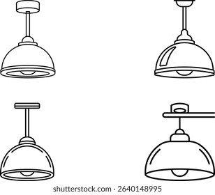 Minimalist Line Art Illustrations of Industrial Hanging Light Fixtures