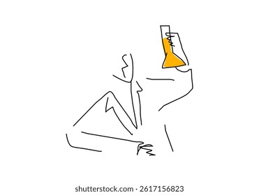 Minimalist line art illustrations of scientists and researchers working in a laboratory.