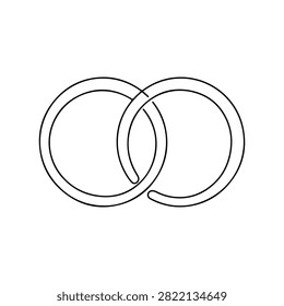 Minimalist Line Art Interlocked Wedding Rings Illustration