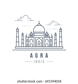 Minimalist Line art landmark icon of India