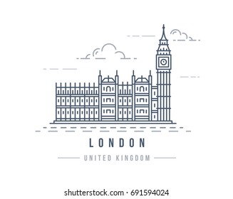 Minimalist Line art landmark icon of London