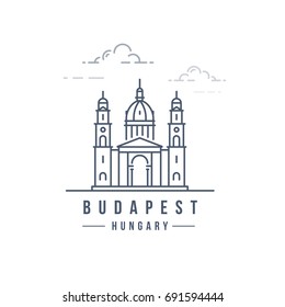 Minimalist Line art landmark icon of Budapest