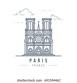 Minimalist Line art landmark icon of Paris