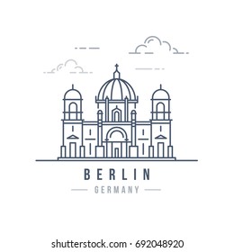 Minimalist line art landmark icon of Berlin, Germany