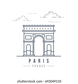 Minimalist line art landmark icon of Paris, France