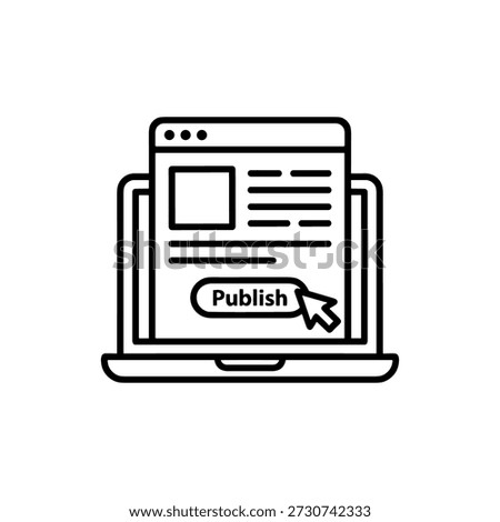 Minimalist Line Art Laptop Computer Publishing Content Icon Element