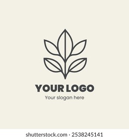 "Minimalist Line Art Leaf Logo Design - Eco-Friendly and Natural Branding"