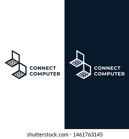 
minimalist line art letter connect computer logo. This logo icon incorporate with two  isometric computer in the creative way.
It will be suitable for computer,connect and tech related service 