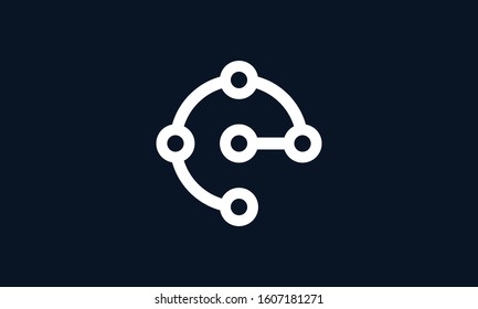 Minimalist line art Letter E Tech logo. This logo icon incorporate with letter E and tech dot in the creative way.
