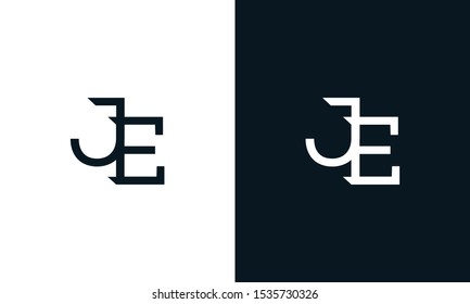 Minimalist line art letter JE logo