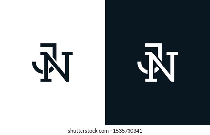 Minimalist line art letter JN logo