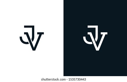 Minimalist line art letter JV logo