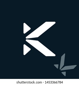 minimalist line art letter K logo. This logo icon incorporate with cut out K on creative way.
It will be suitable for Which company name start K.