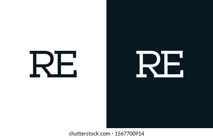 Minimalist line art letter RE logo. This logo icon incorporate with two letter in the creative way.
