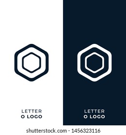 Minimalist line art letter O logo. This logo icon incorporate with abstract hexagon shape like letter O.