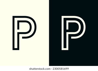 Minimalist line art letter P logo. abstract Initial letter P logo