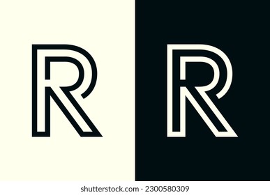 Minimalist line art letter R logo. abstract Initial letter R logo