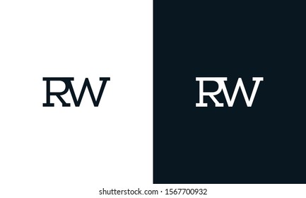 Minimalist line art letter RW logo. This logo icon incorporate with two letter in the creative way.

