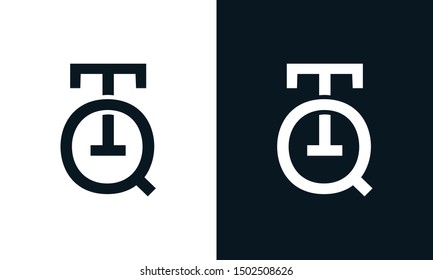 Minimalist line art letter TQ logo. This logo icon incorporate with letter T and Q in the creative way.