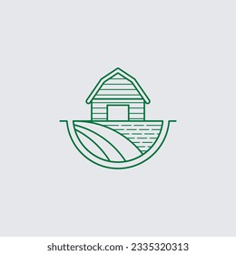Minimalist Line Art Logo Badge wooden Cabin