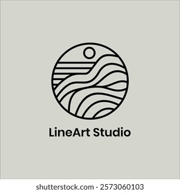 Minimalist line art logo with a clean and modern design, perfect for branding, business, or creative projects. Featuring abstract shapes and monochrome elegance to suit any professional needs.