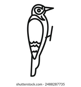 Minimalist line art logo featuring a woodpecker standing on a tree trunk, perfect for nature and wildlife brands