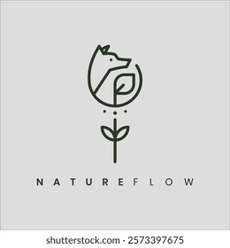 A minimalist line art logo featuring a stylized fox within a flower, symbolizing harmony between nature and wildlife. The simple, elegant design captures the essence of both flora and fauna, perfect f